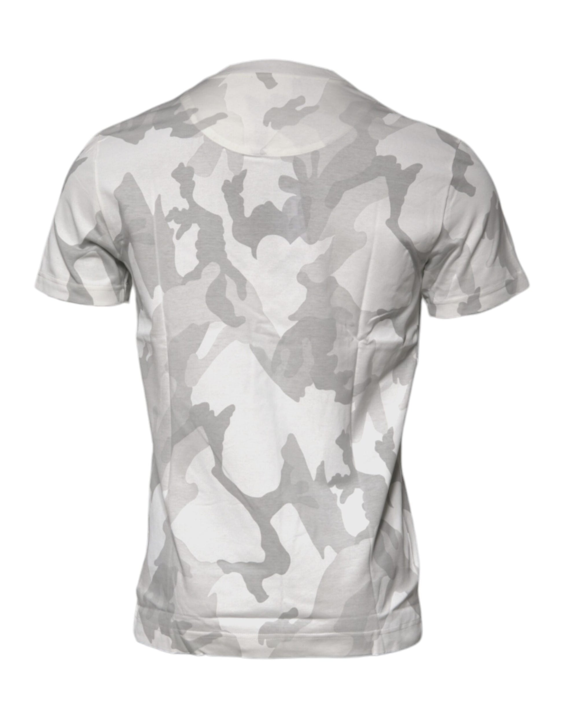 Dolce & Gabbana White Gray Camouflage Cotton Crew Neck T-shirt Dolce & Gabbana