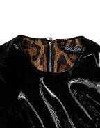 Dolce & Gabbana Black Patent Leather Puff Sleeves Mini Dress - Eljoys Fashion 