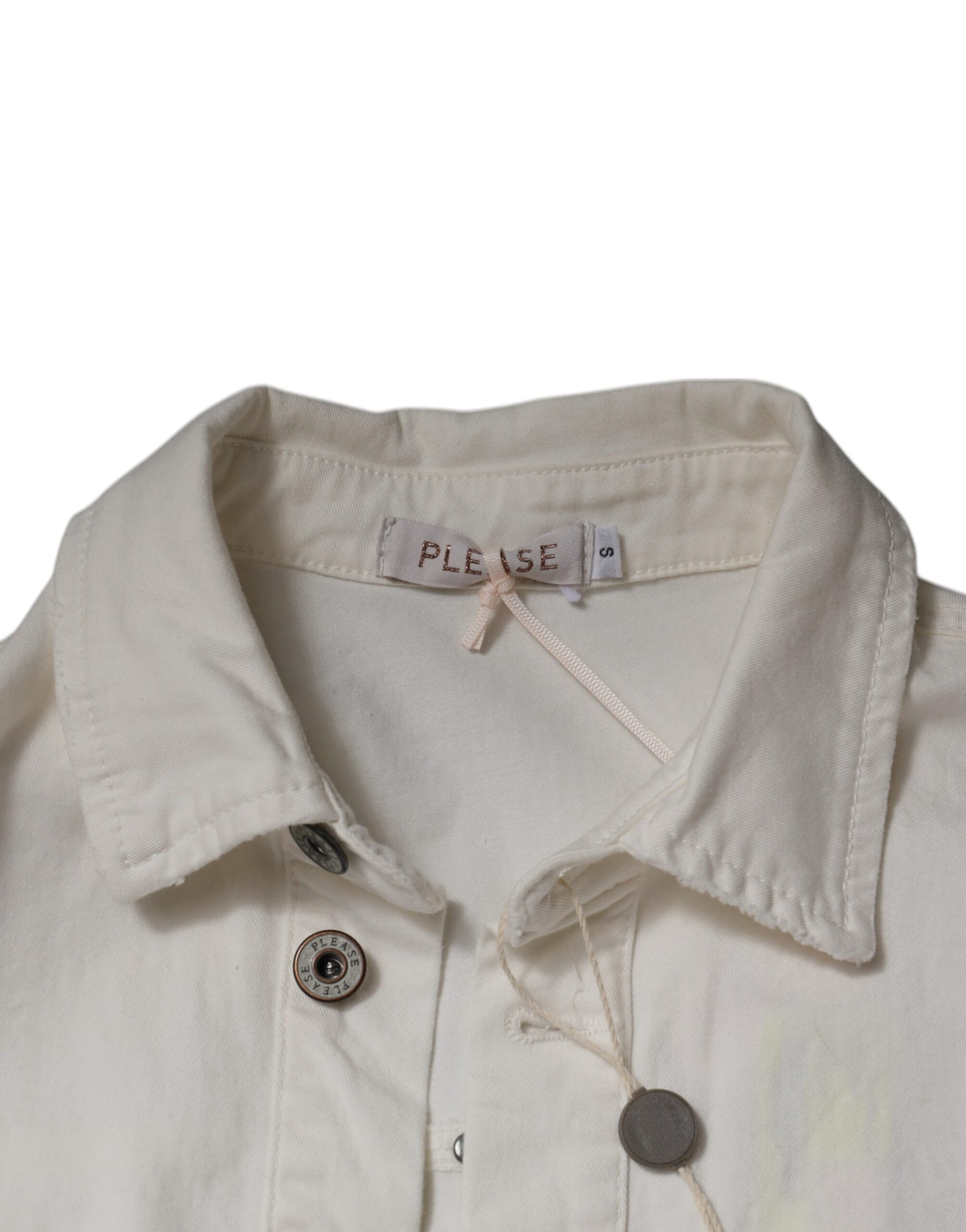 Please White Cotton Short Sleeves Button Down Romper Dress Please