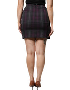 BENCIVENGA Multicolor Checkered Ruffle High Waist Mini Skirt - Eljoys Fashion 