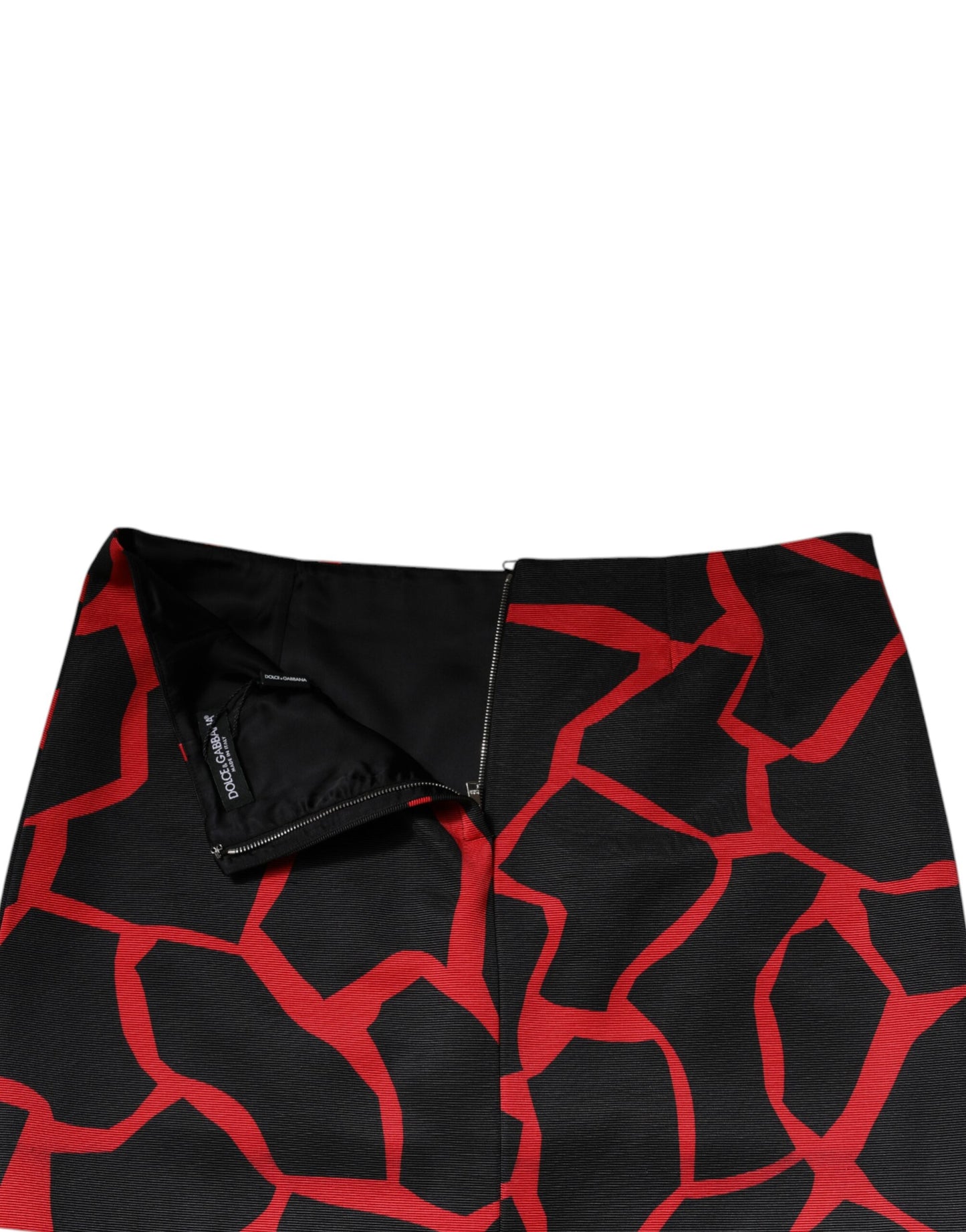 Dolce & Gabbana Black Red Abstract Mid Waist A-line Mini Skirt Dolce & Gabbana