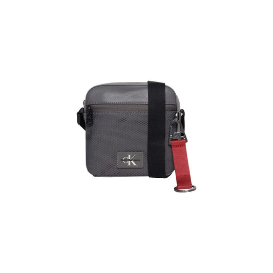 Calvin Klein Jeans Gray Recycled Polyester Messenger Bag Calvin Klein Jeans