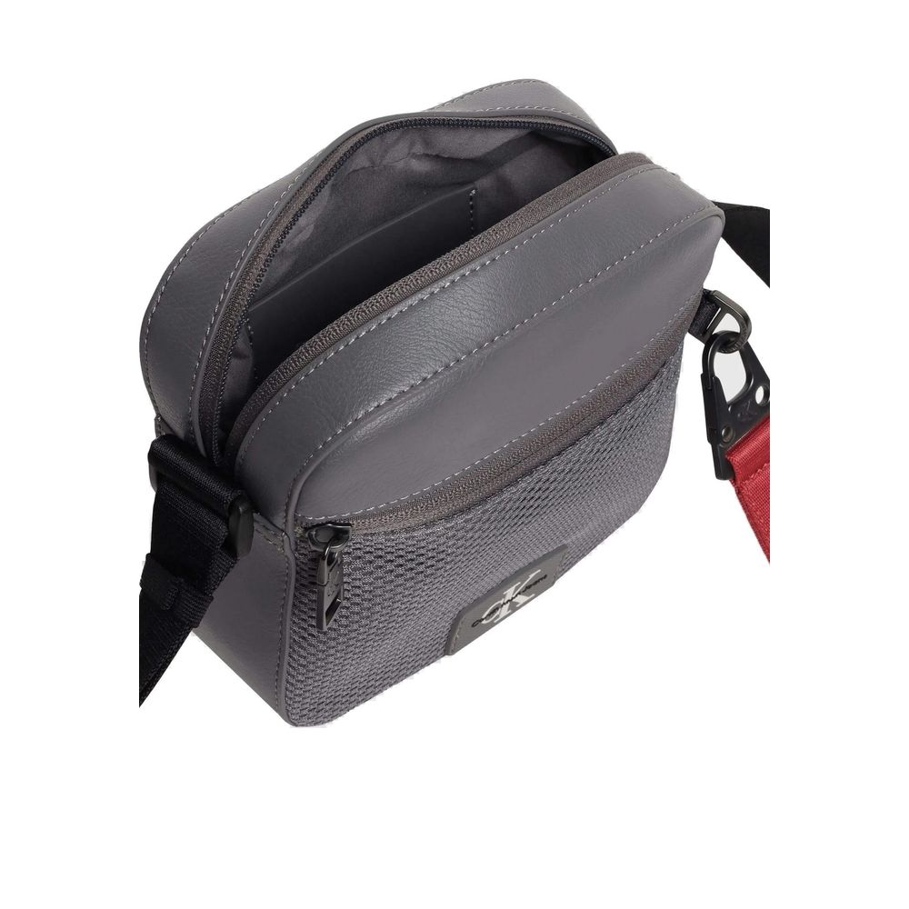 Calvin Klein Jeans Gray Recycled Polyester Messenger Bag Calvin Klein Jeans