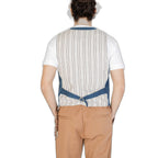 Gianni Lupo Blue Cotton Waistcoat