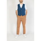 Gianni Lupo Blue Cotton Waistcoat