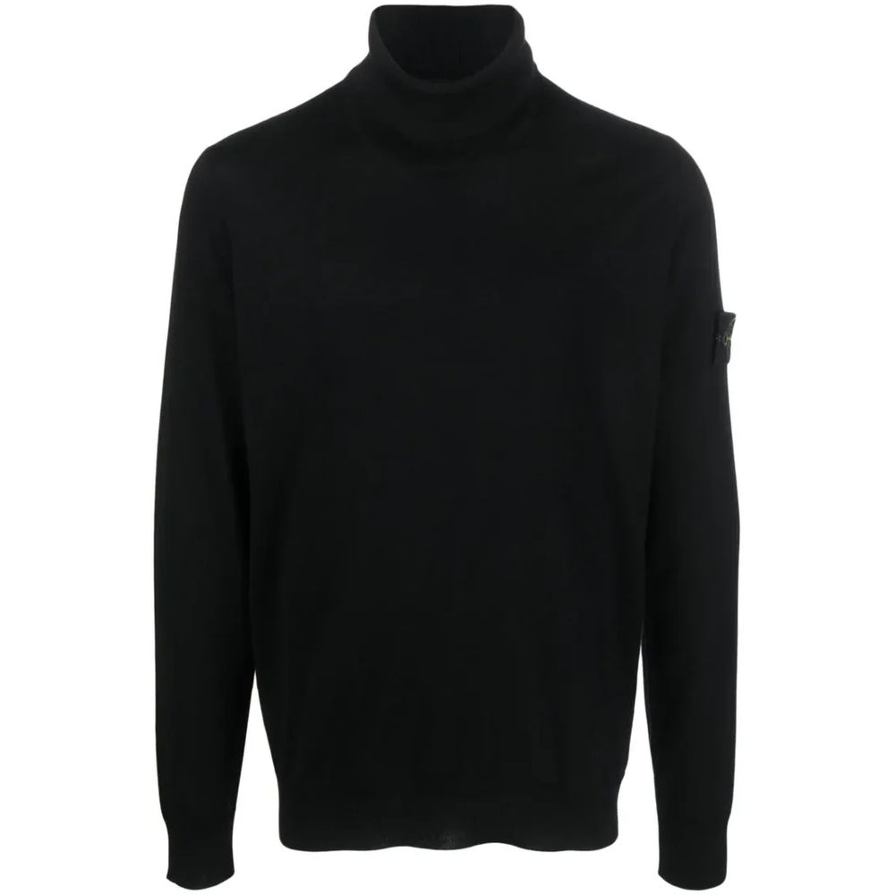 Stone Island Black Wool Men Sweater Stone Island