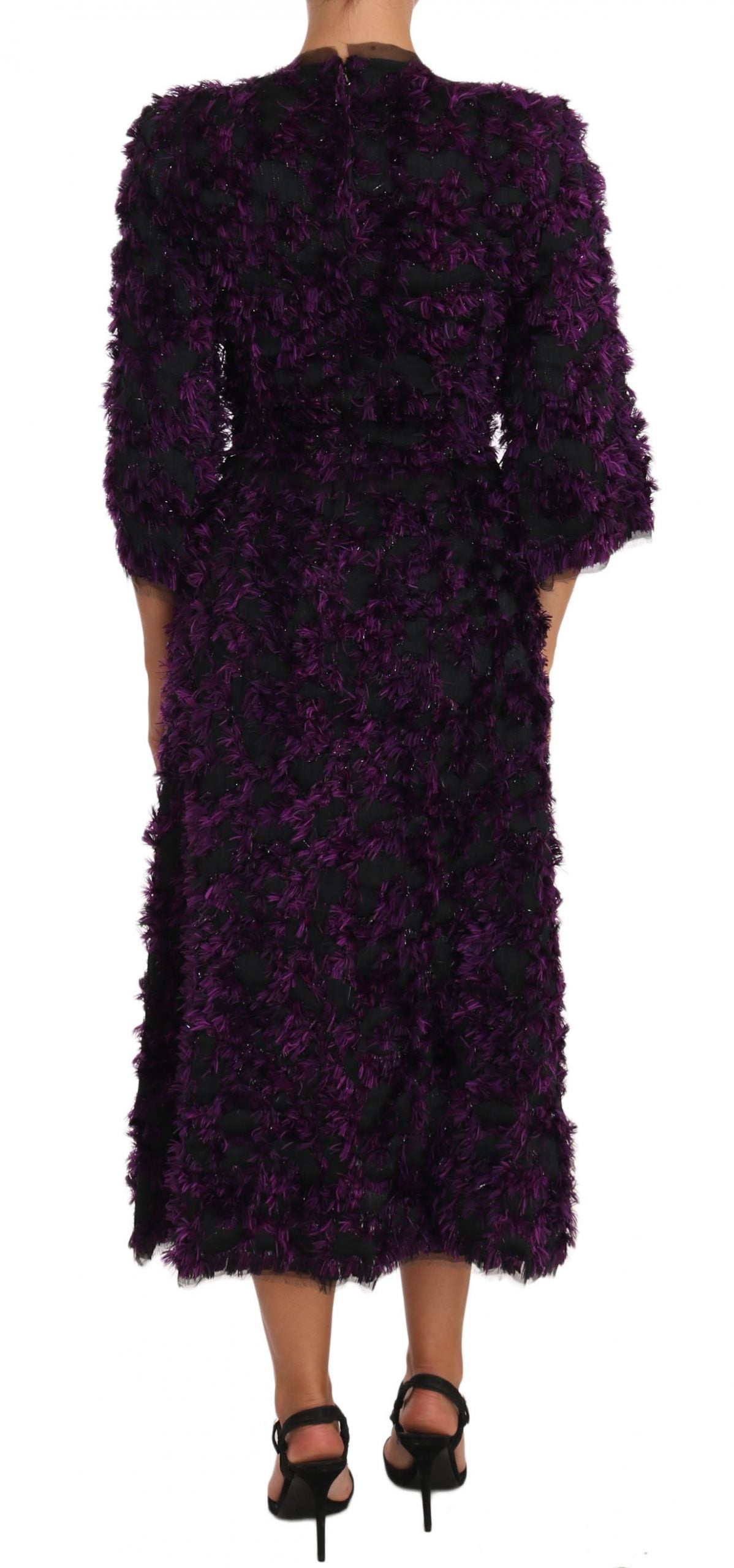 Dolce & Gabbana Purple Fringe Midi Sheath Dress Dolce & Gabbana