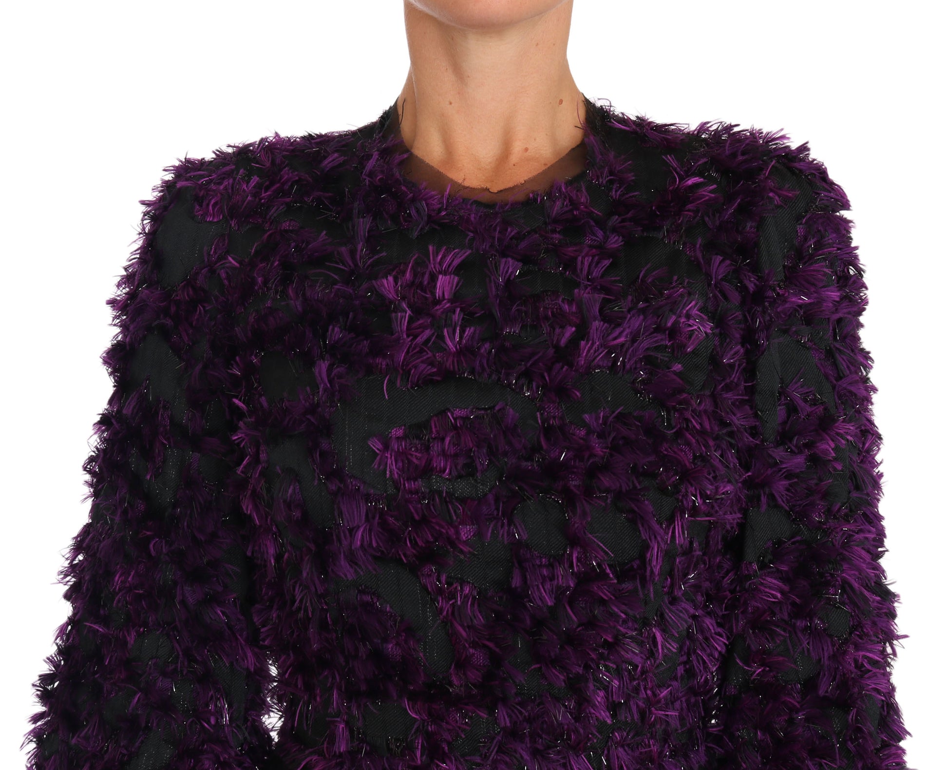 Dolce & Gabbana Purple Fringe Midi Sheath Dress Dolce & Gabbana