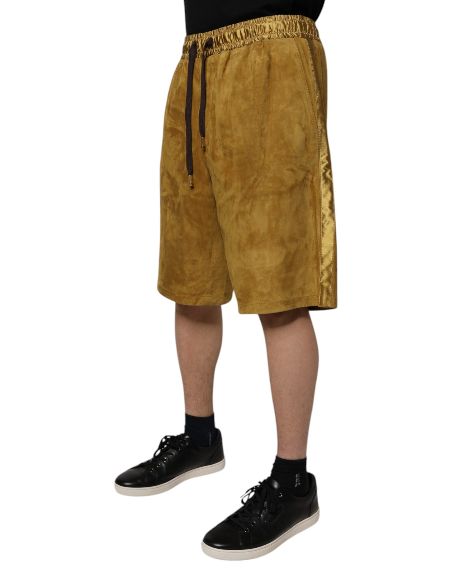 Dolce & Gabbana Brown Lambskin Suede Men Bermuda Shorts Dolce & Gabbana