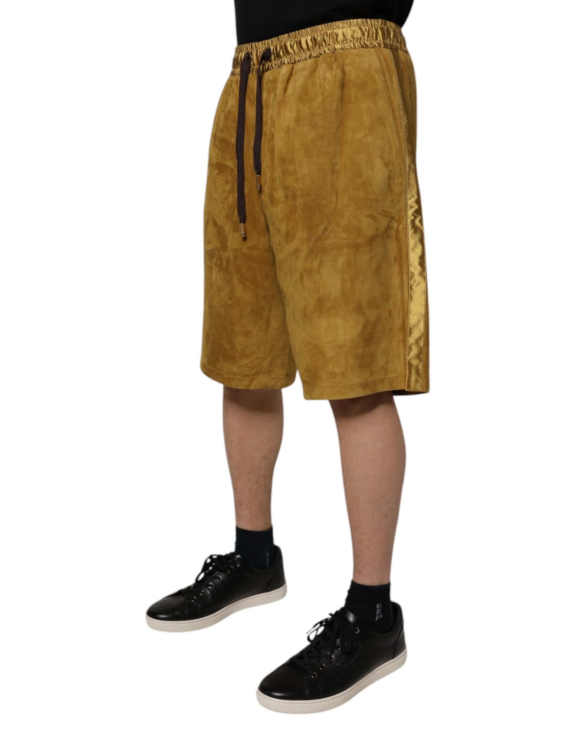 Dolce & Gabbana Brown Lambskin Suede Men Bermuda Shorts Dolce & Gabbana