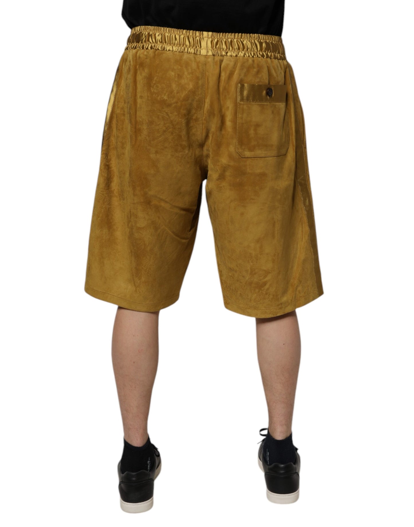 Dolce & Gabbana Brown Lambskin Suede Men Bermuda Shorts Dolce & Gabbana