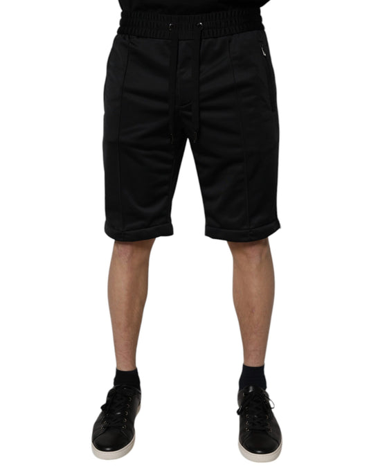 Dolce & Gabbana Black Polyester Mid Waist Men Bermuda Shorts Dolce & Gabbana
