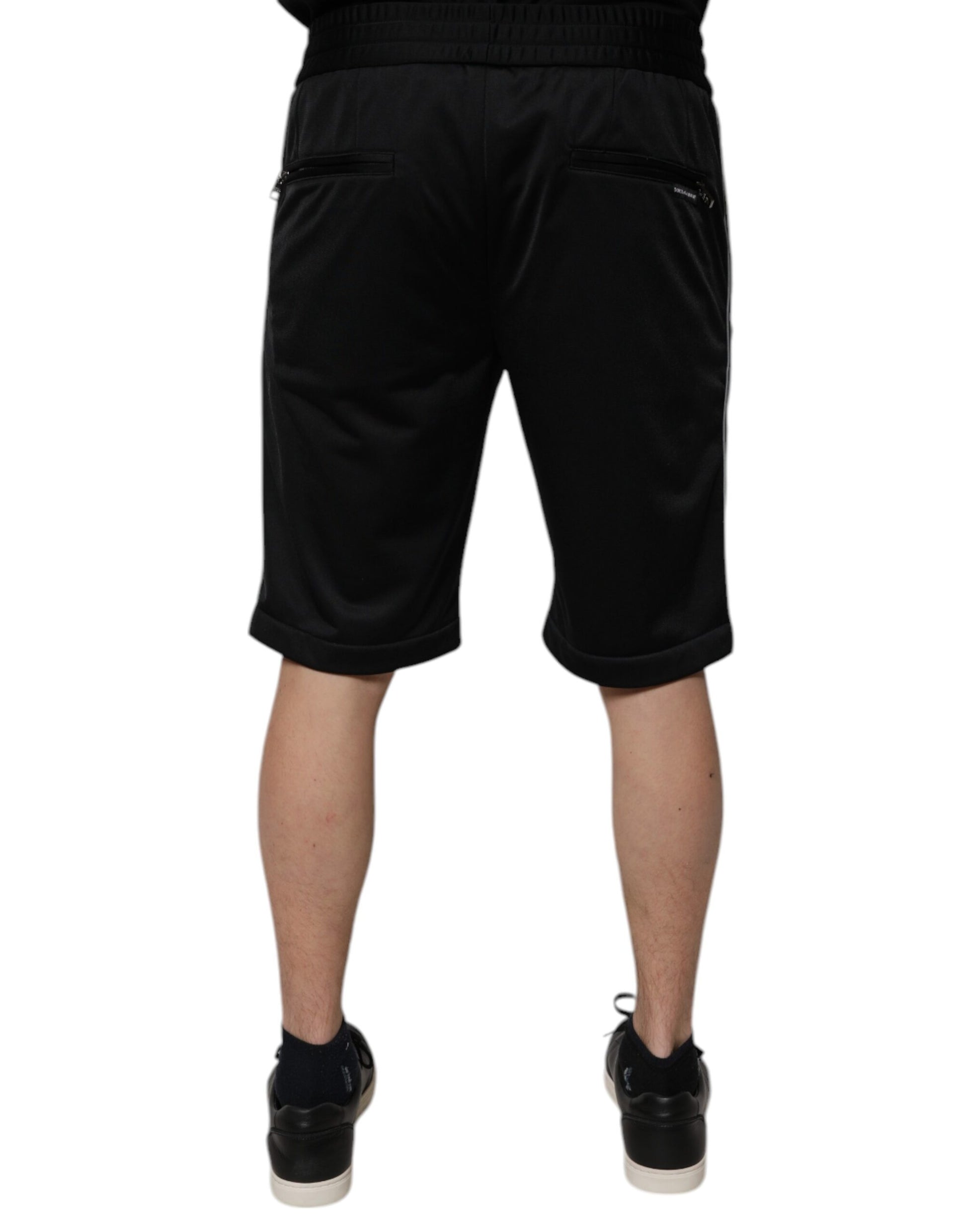 Dolce & Gabbana Black Polyester Mid Waist Men Bermuda Shorts Dolce & Gabbana