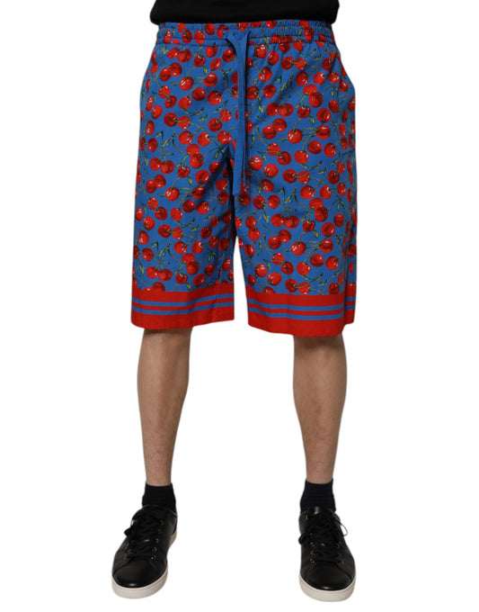 Dolce & Gabbana Blue Cherry Print Cotton Men Bermuda Shorts Dolce & Gabbana