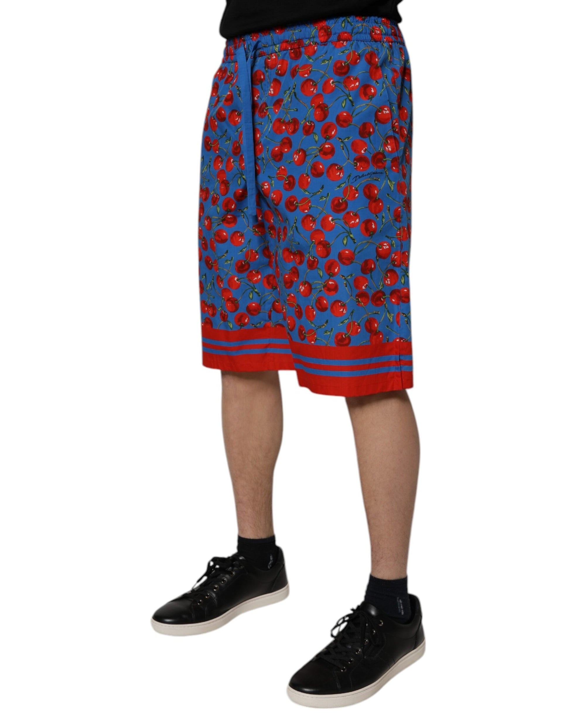 Dolce & Gabbana Blue Cherry Print Cotton Men Bermuda Shorts Dolce & Gabbana