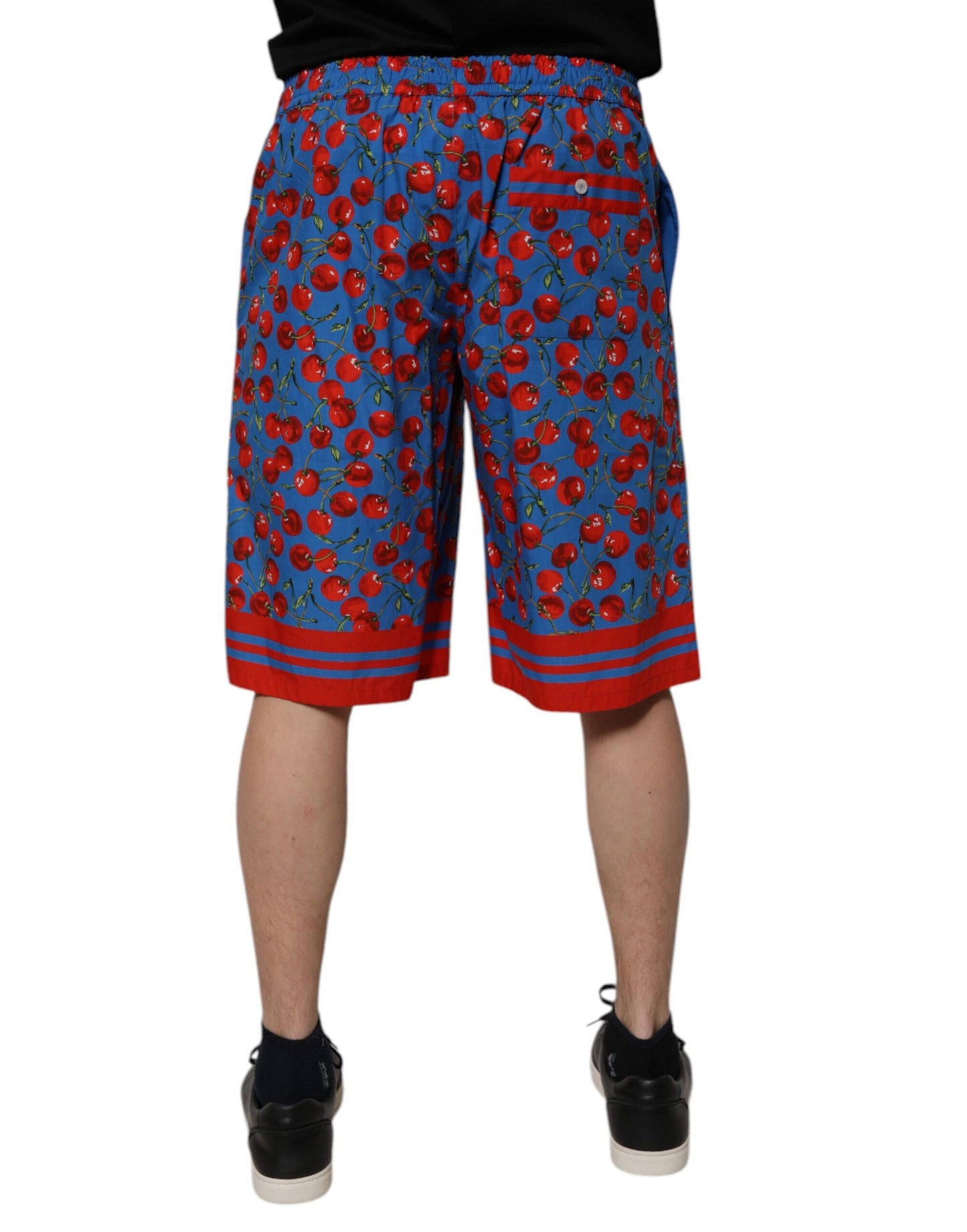 Dolce & Gabbana Blue Cherry Print Cotton Men Bermuda Shorts Dolce & Gabbana