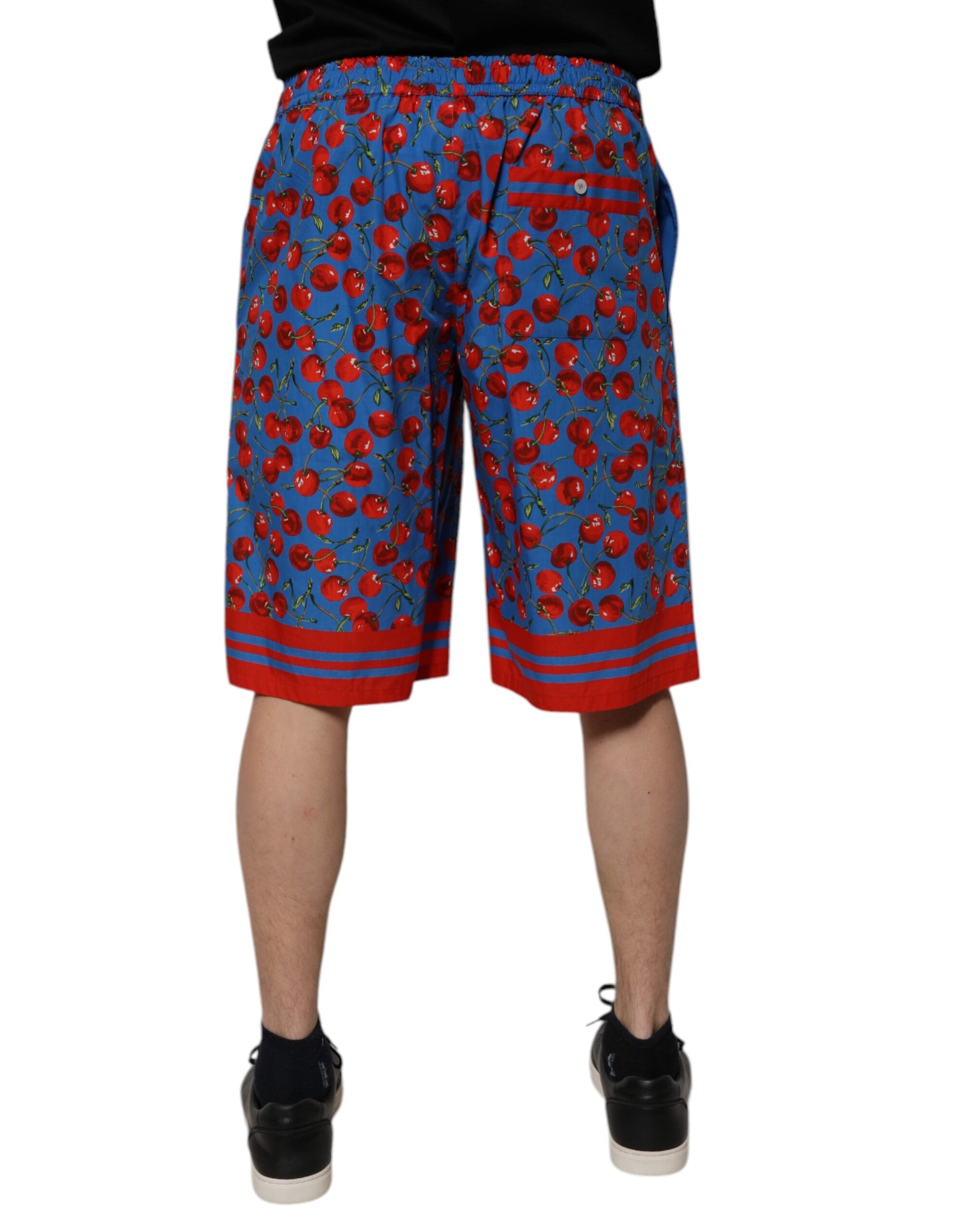 Dolce & Gabbana Blue Cherry Print Cotton Men Bermuda Shorts Dolce & Gabbana