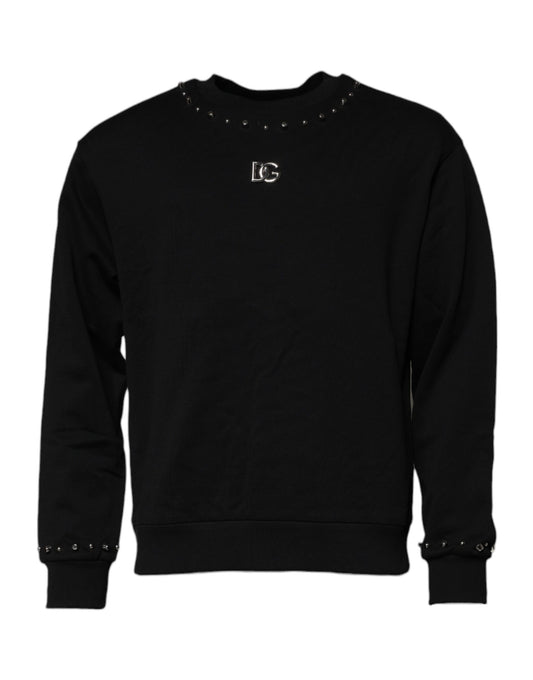 Dolce & Gabbana Black Logo Stud Pullover Sweatshirt Sweater Dolce & Gabbana