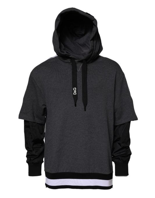 Dolce & Gabbana Melange Gray Cotton Hooded Sweatshirt Sweater Dolce & Gabbana