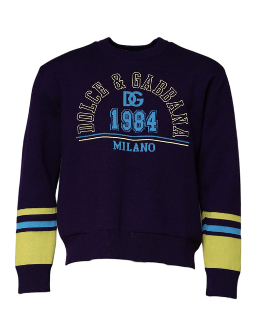 Dolce & Gabbana Blue 1984 Milano CrewNeck Sweatshirt Sweater Dolce & Gabbana