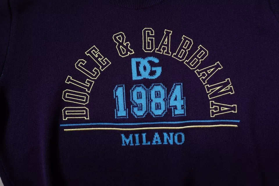 Dolce & Gabbana Blue 1984 Milano CrewNeck Sweatshirt Sweater - Eljoys Fashion 