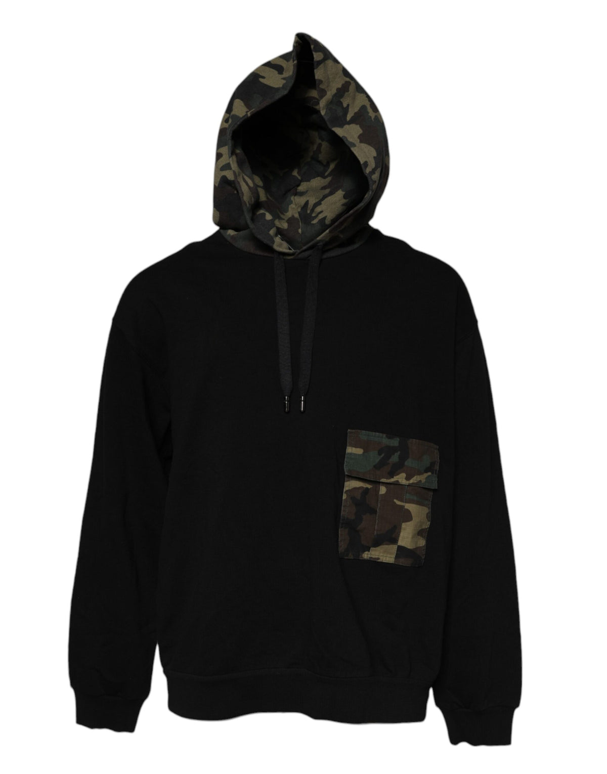 Dolce & Gabbana Black Camouflage Hooded Sweatshirt Sweater - Eljoys Fashion 
