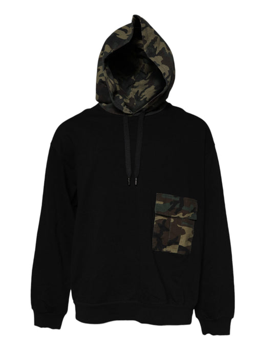 Dolce & Gabbana Black Camouflage Hooded Sweatshirt Sweater Dolce & Gabbana