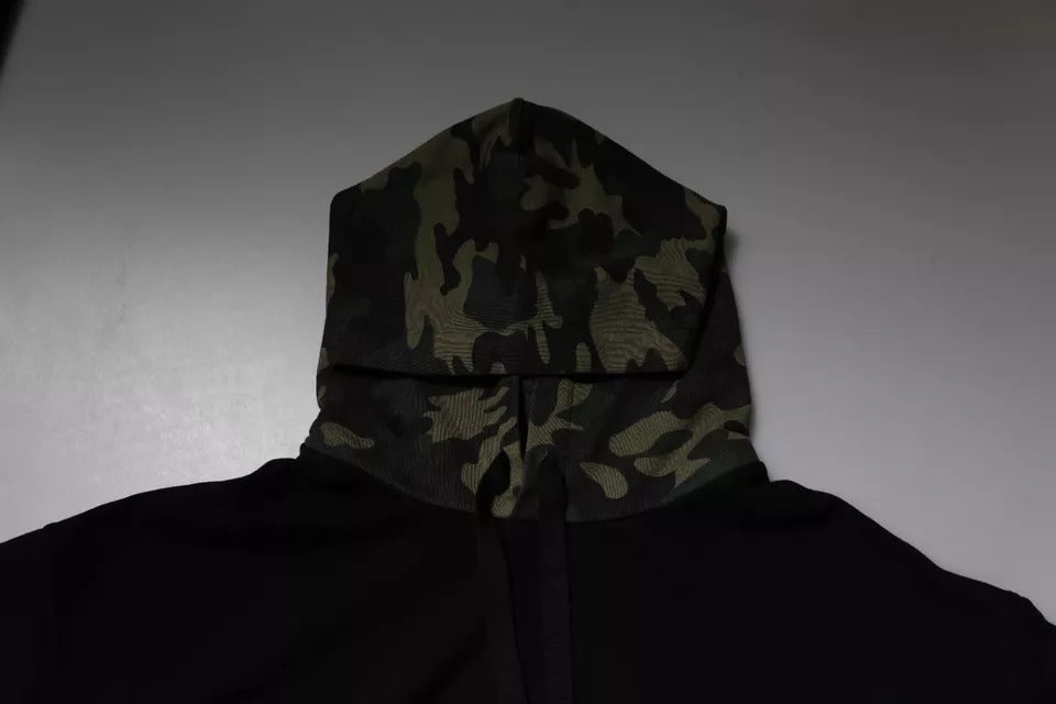 Dolce & Gabbana Black Camouflage Hooded Sweatshirt Sweater - Eljoys Fashion 
