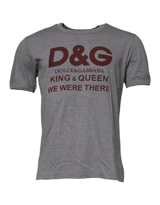 Dolce & Gabbana Gray Logo Print Cotton Crew Neck Men T-shirt Dolce & Gabbana
