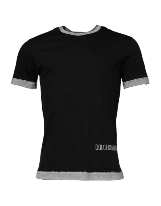 Dolce & Gabbana Black Logo Cotton Crew Neck Men Tee T-shirt Dolce & Gabbana