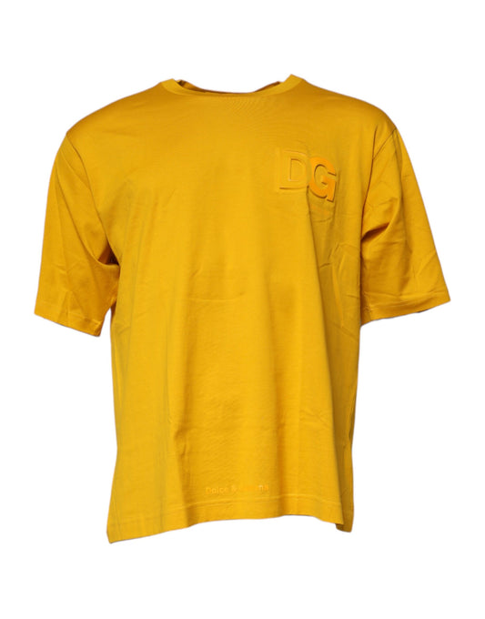 Dolce & Gabbana Dark Yellow Logo Cotton Men Crew Neck T-shirt Dolce & Gabbana