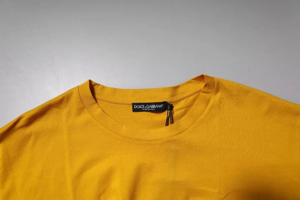 Dolce & Gabbana Dark Yellow Logo Cotton Men Crew Neck T-shirt Dolce & Gabbana