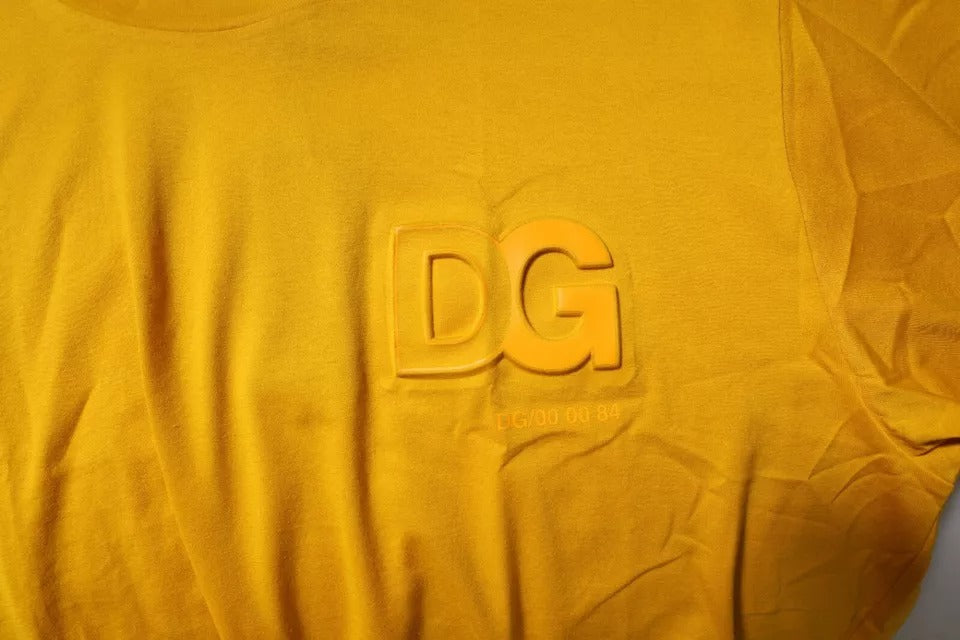 Dolce & Gabbana Dark Yellow Logo Cotton Men Crew Neck T-shirt Dolce & Gabbana