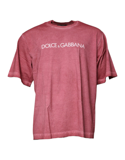 Dolce & Gabbana Pink Logo Print Cotton Crew Neck T-shirt Dolce & Gabbana