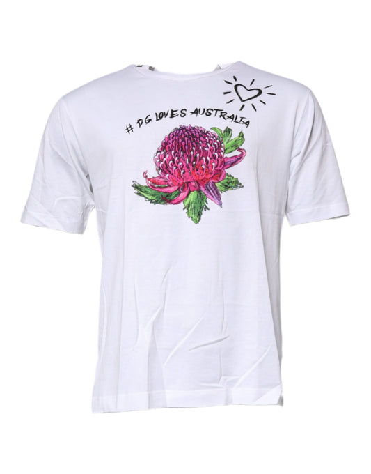 Dolce & Gabbana White Floral Print Cotton Crew Neck T-shirt Dolce & Gabbana
