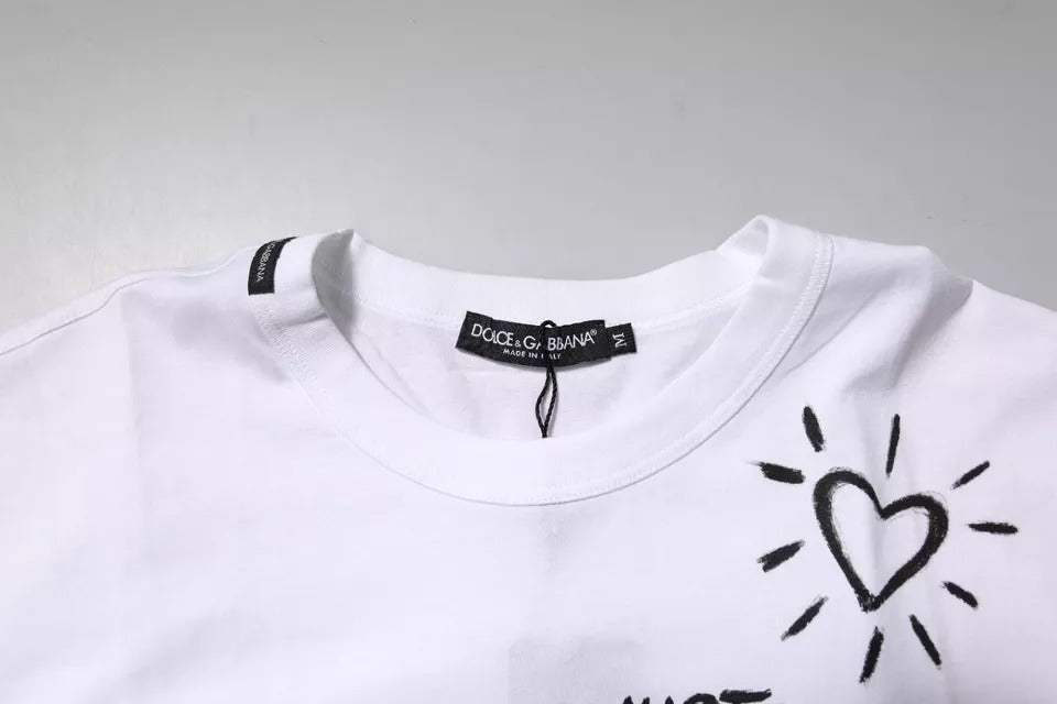 Dolce & Gabbana White Floral Print Cotton Crew Neck T-shirt Dolce & Gabbana