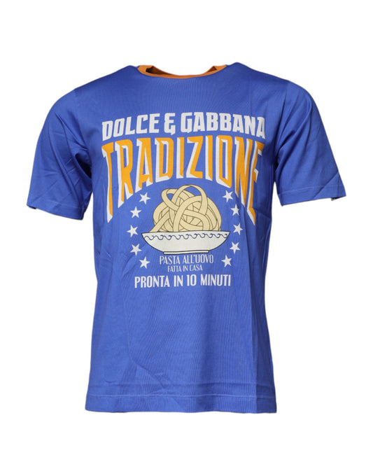 Dolce & Gabbana Blue Graphic Print Cotton Crew Neck T-shirt Dolce & Gabbana