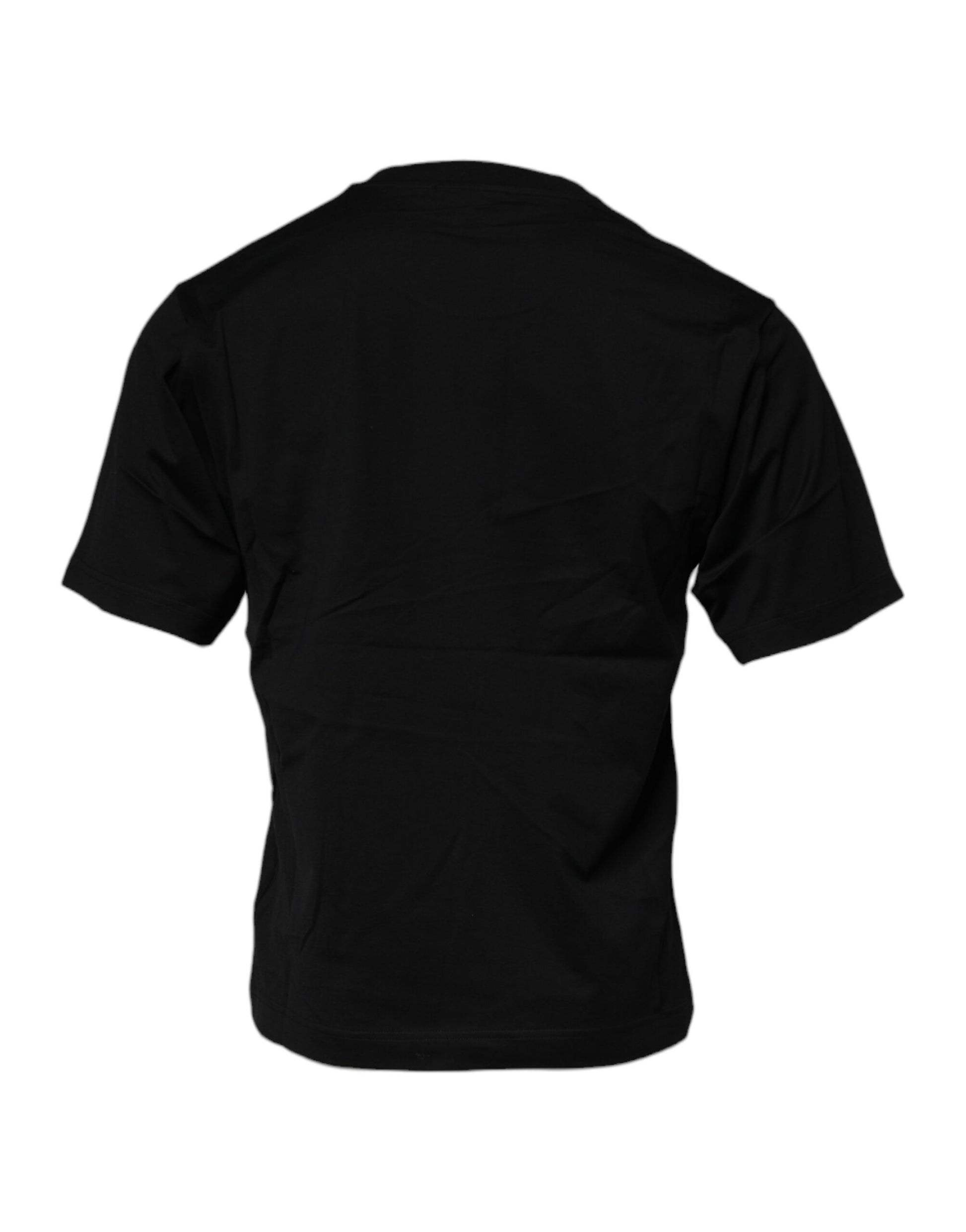 Dolce & Gabbana Black Logo Patch Cotton Crew Neck T-shirt Dolce & Gabbana