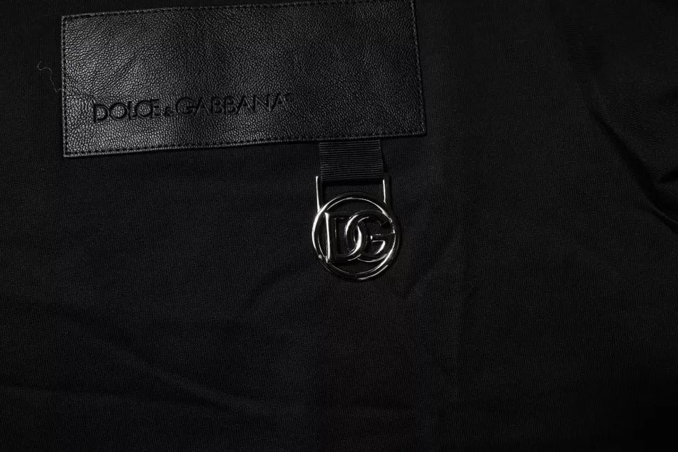 Dolce & Gabbana Black Logo Patch Cotton Crew Neck T-shirt Dolce & Gabbana