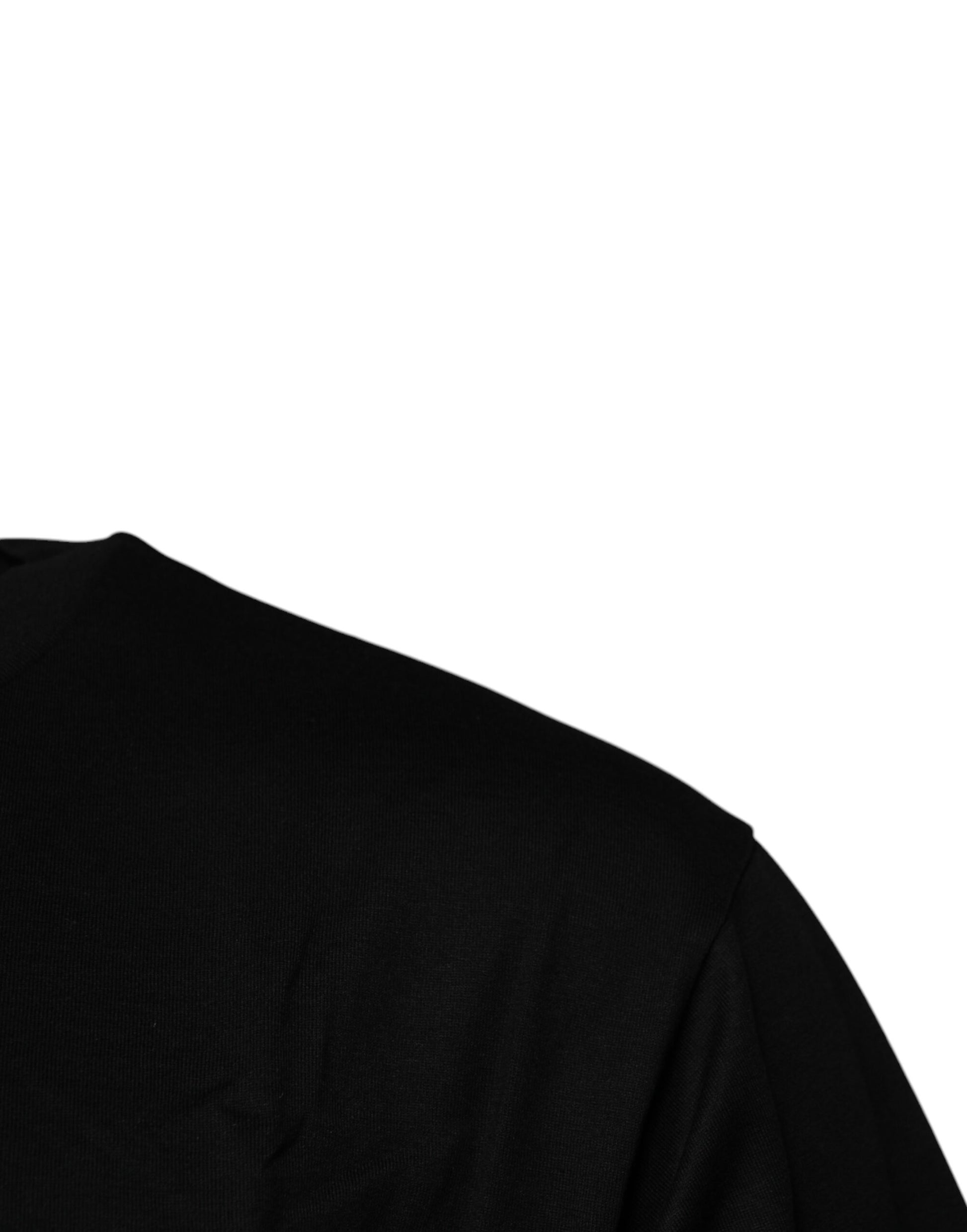 Dolce & Gabbana Black Logo Patch Cotton Crew Neck T-shirt Dolce & Gabbana