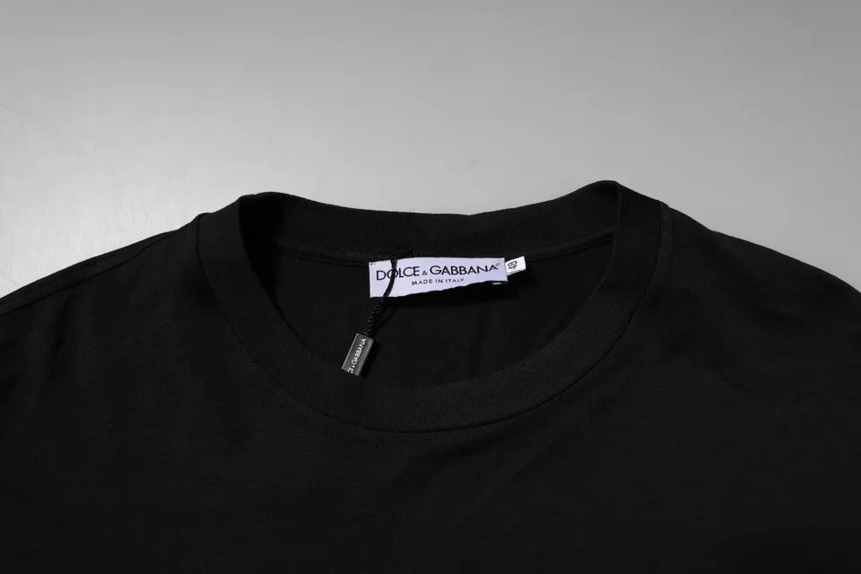 Dolce & Gabbana Black DG Logo Cotton Crew Neck T-shirt - Eljoys Fashion 