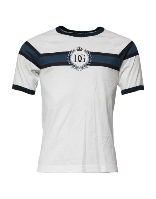 Dolce & Gabbana White Logo Print Cotton Men Crew Neck T-shirt Dolce & Gabbana
