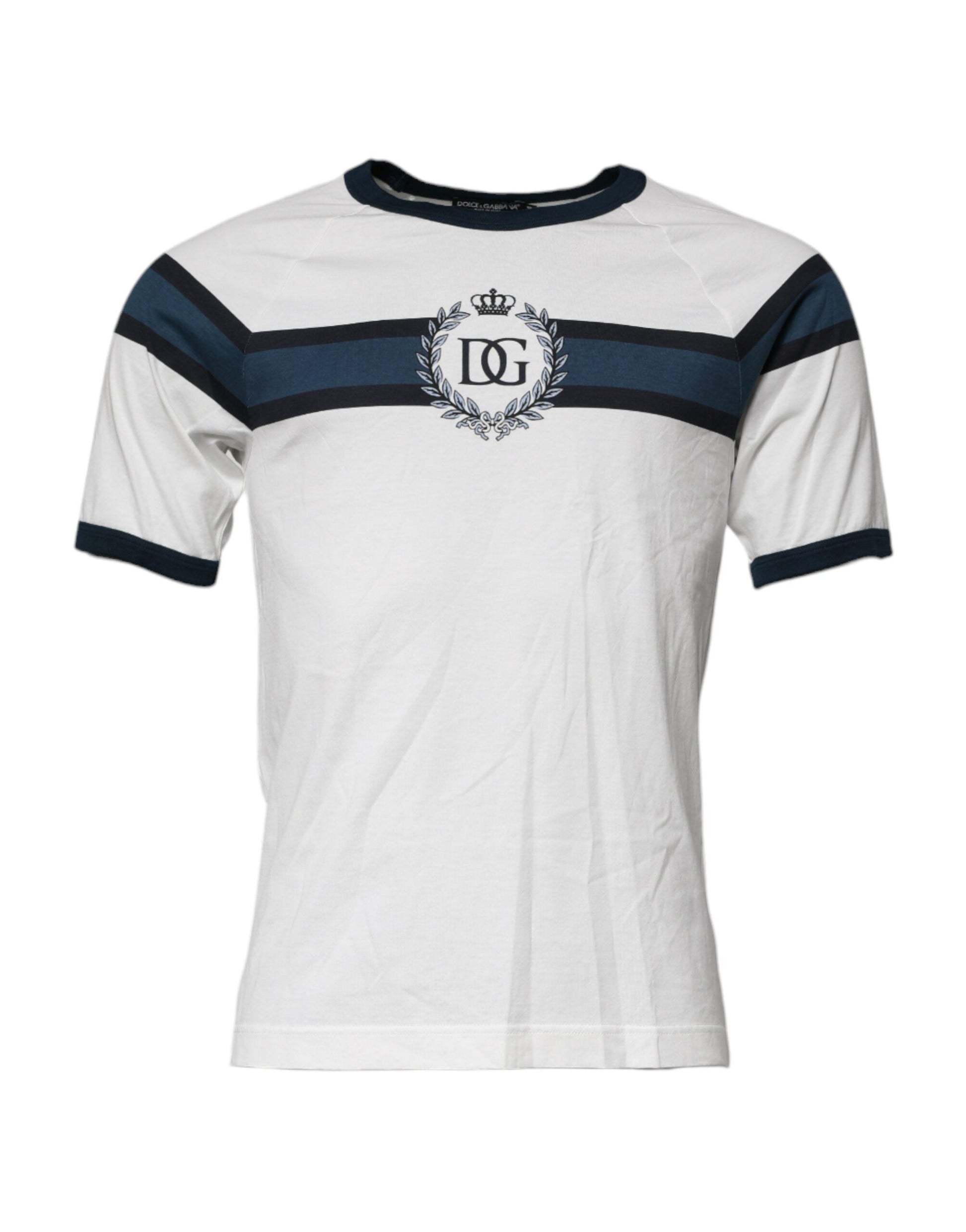 Dolce & Gabbana White Logo Print Cotton Men Crew Neck T-shirt Dolce & Gabbana