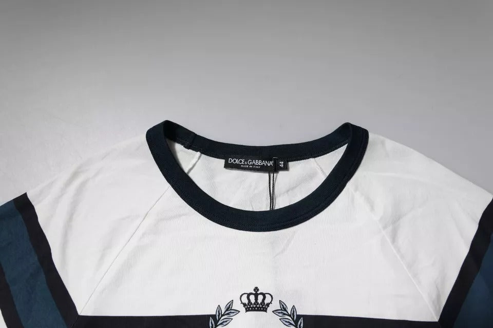 Dolce & Gabbana White Logo Print Cotton Men Crew Neck T-shirt Dolce & Gabbana