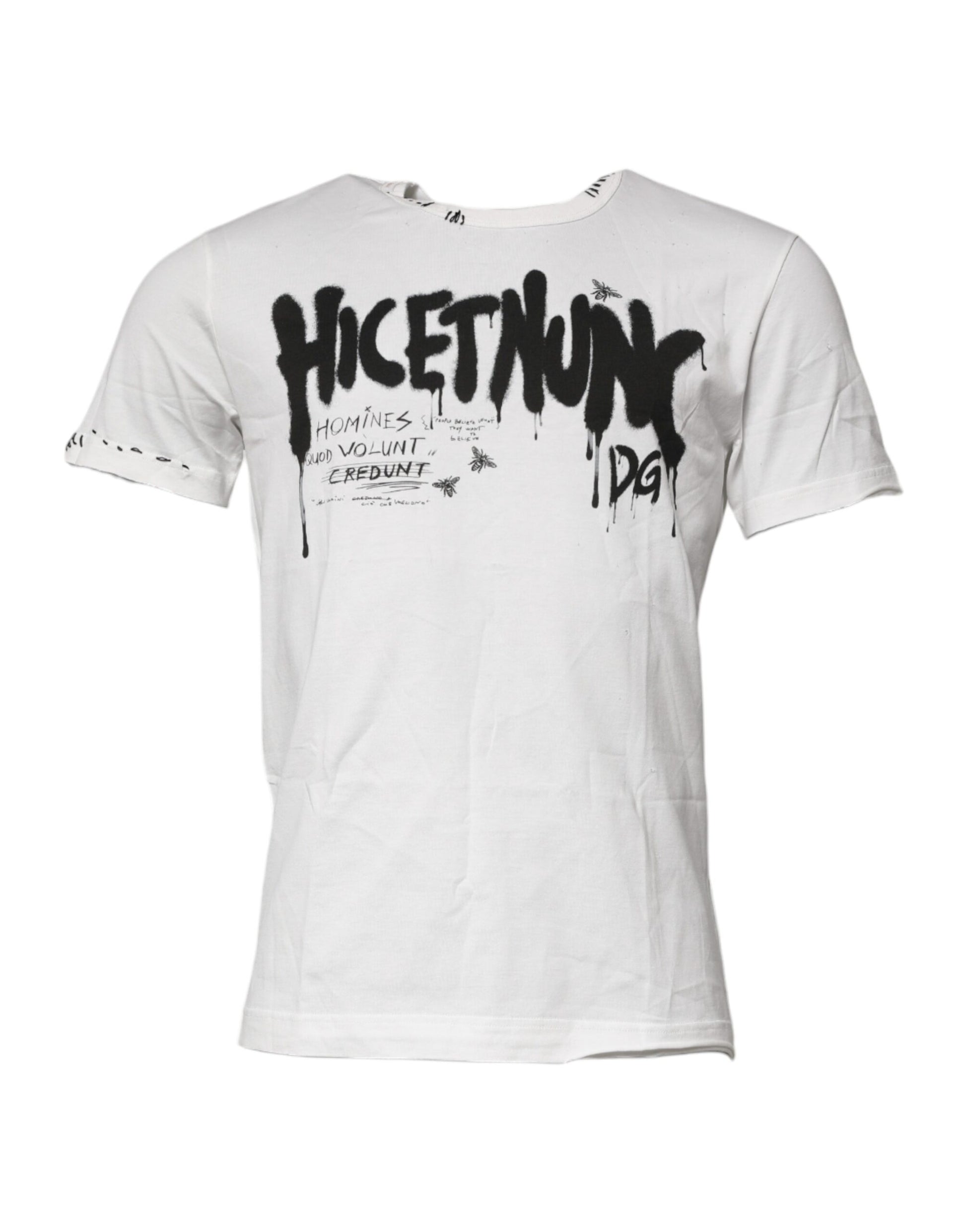 Dolce & Gabbana White Graphic Print Cotton Crew Neck T-shirt Dolce & Gabbana