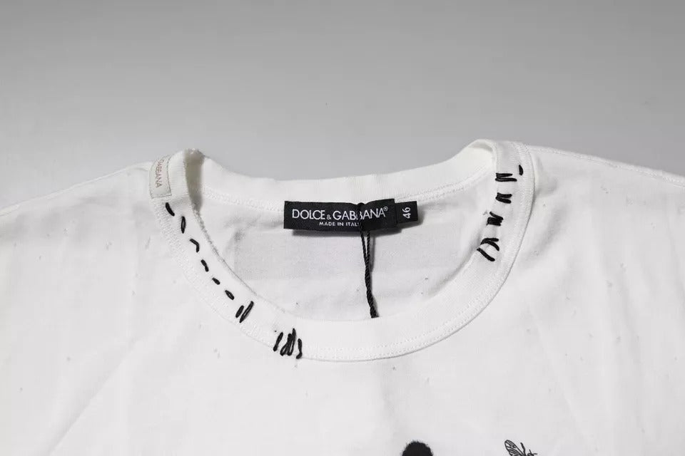 Dolce & Gabbana White Graphic Print Cotton Crew Neck T-shirt Dolce & Gabbana