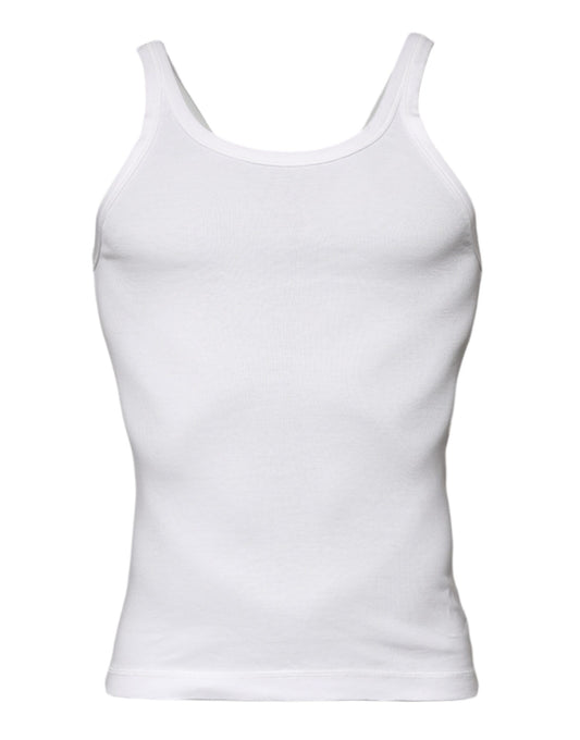Dolce & Gabbana Ivory Cotton Sleeveless Round Neck Tank T-shirt Dolce & Gabbana