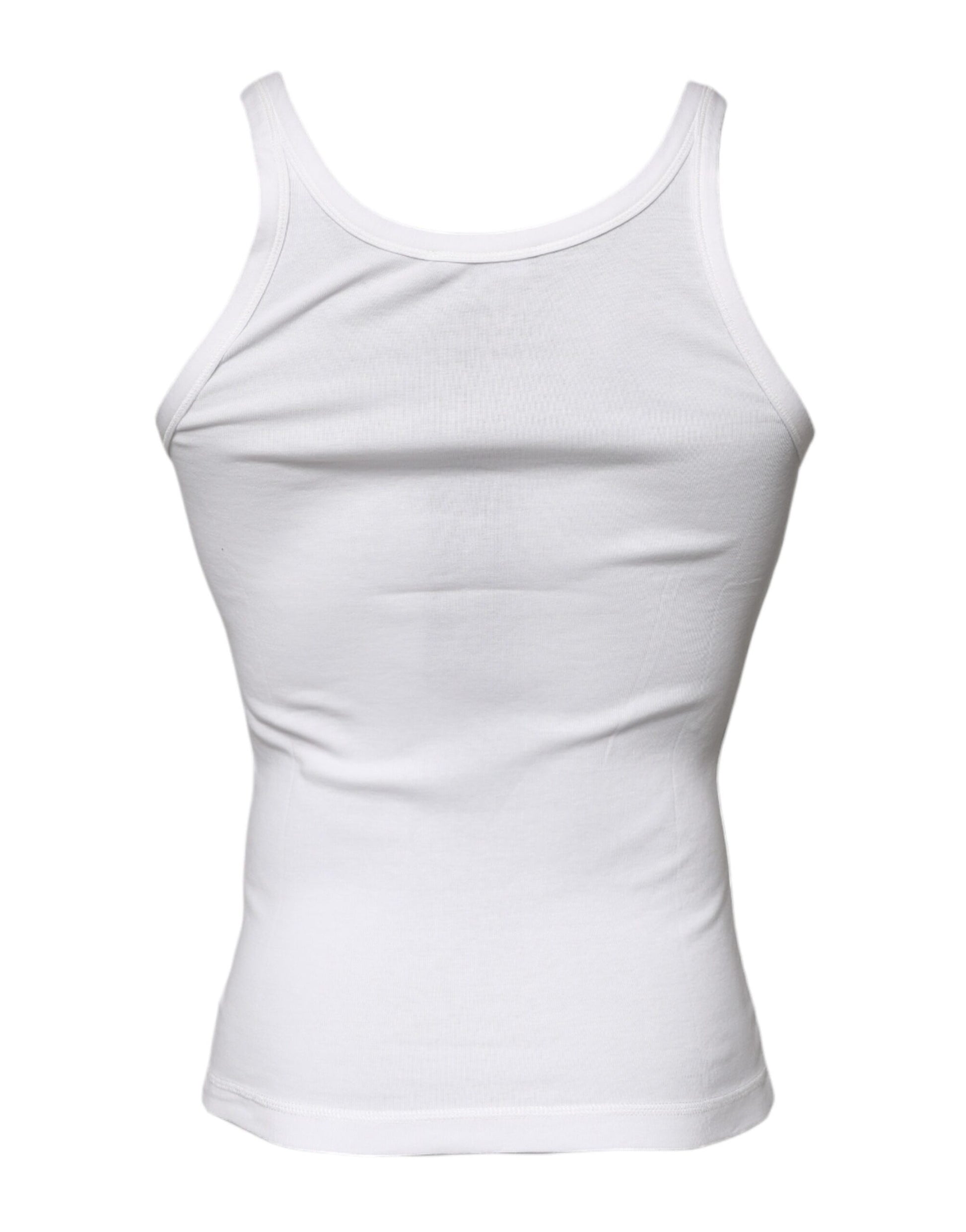 Dolce & Gabbana Ivory Cotton Sleeveless Round Neck Tank T-shirt Dolce & Gabbana