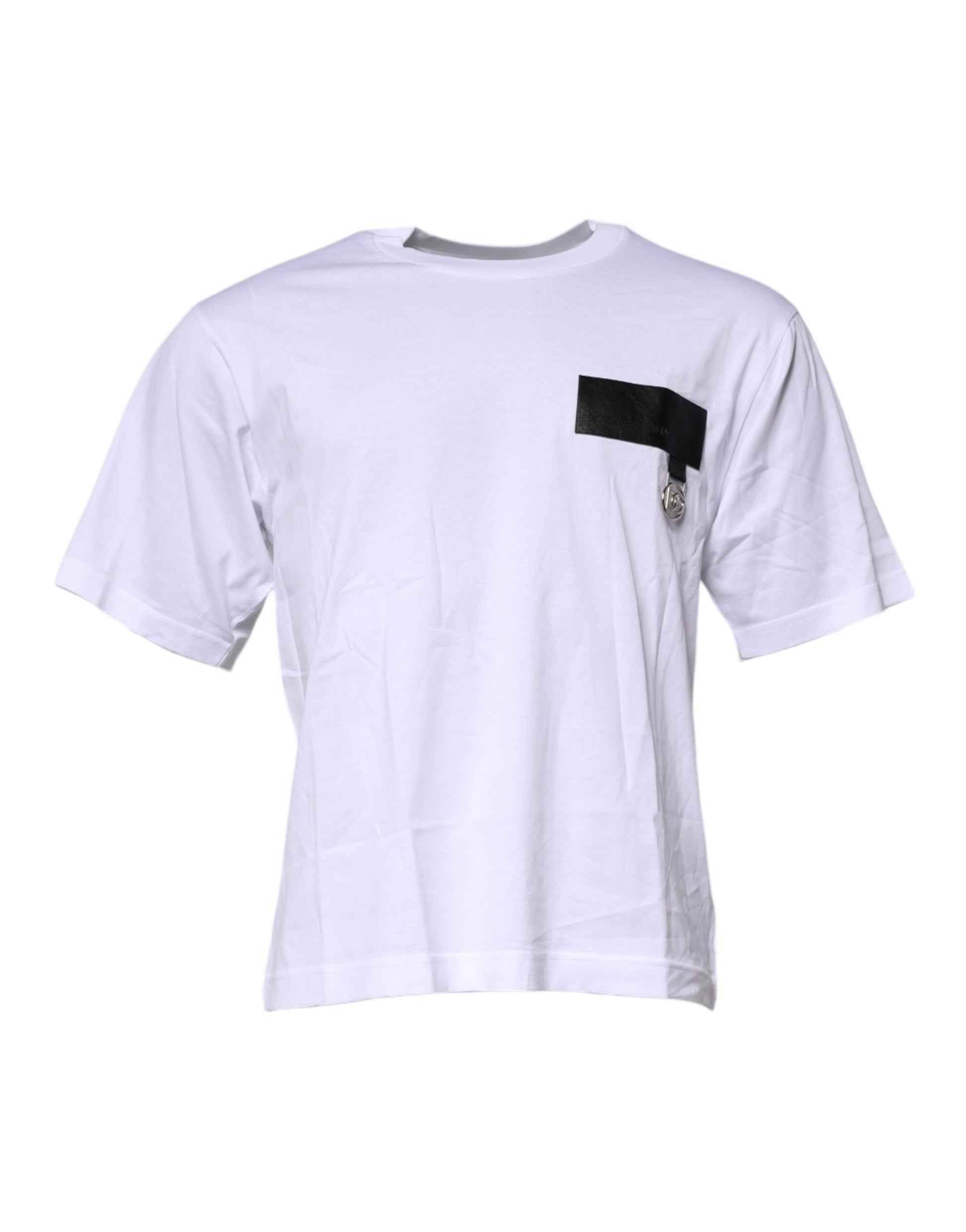 Dolce & Gabbana White Logo Patch Cotton Crew Neck T-shirt Dolce & Gabbana