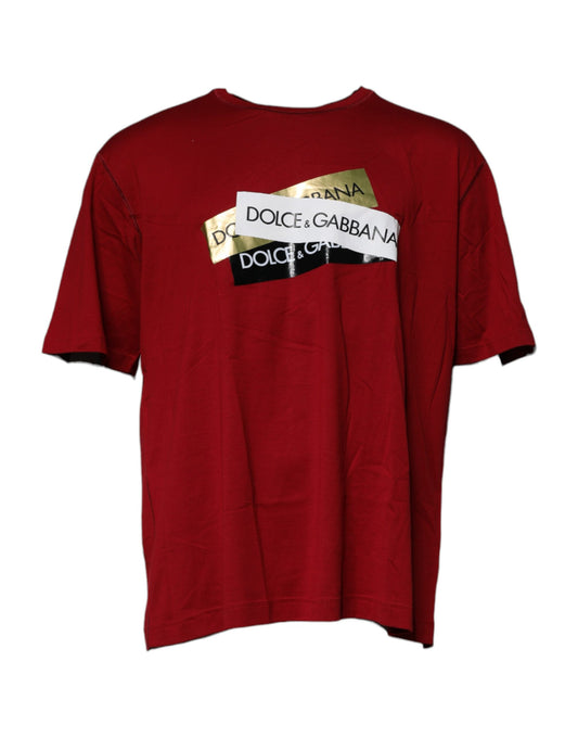 Dolce & Gabbana Red Logo Tape Cotton Crew Neck T-shirt Dolce & Gabbana